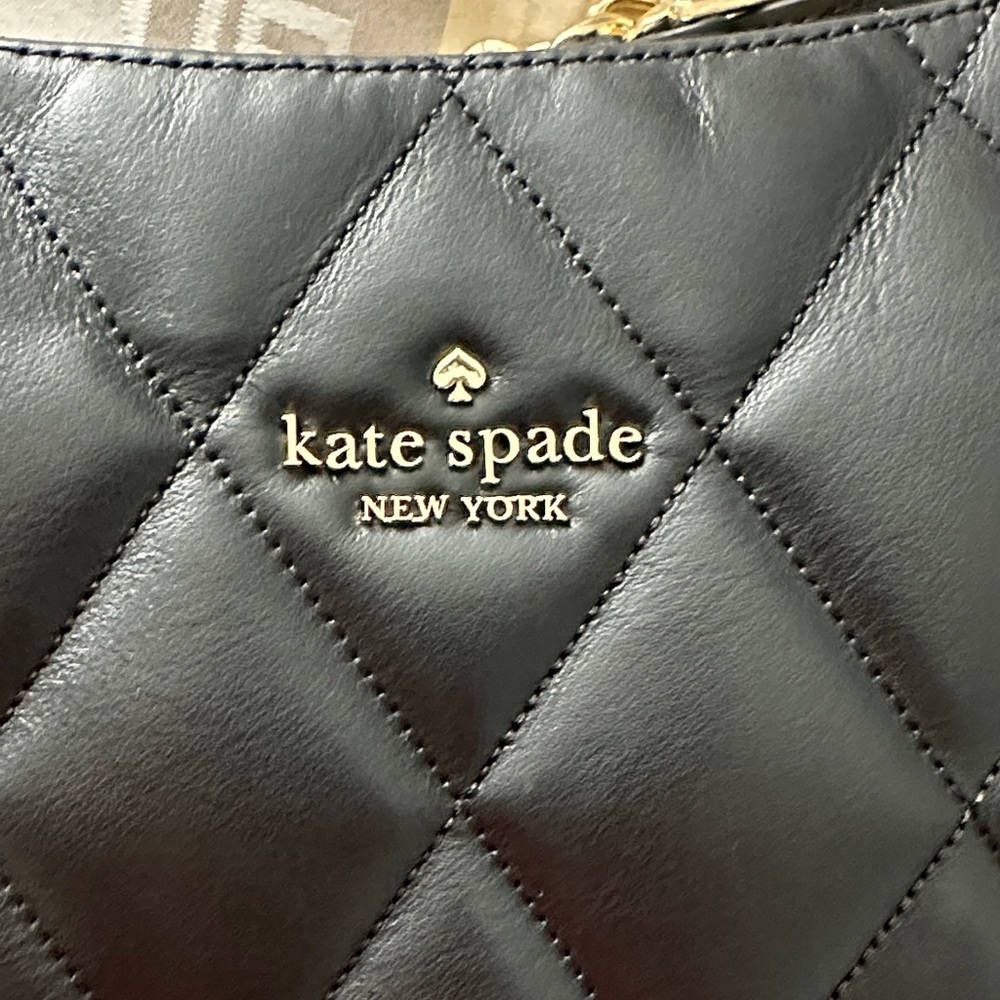 Kate Spade Quilted Black Crossbody with Gold Chain - Picture 3 of 6